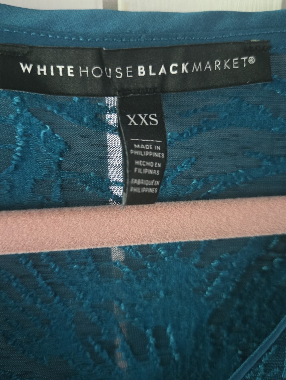 White House Black Market Oversized Sheer Lace Top Teal Boho Festival XXS - Picture 5 of 7